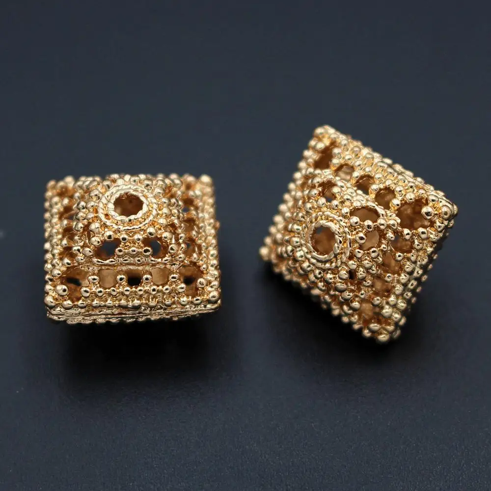 

Spacer Beads Filigree Metal Bracelet Beads Square Connector DIY Jewelry Accessories for Indian African Necklace Earrings Making