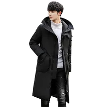 B Down Jackets Male Thick Fashion Puffer Jacket Hooded Long Winter Duck Down Parkas Men Casual Clothing Outwear plus size 3XL 