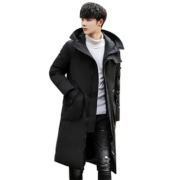 

B Down Jackets Male Thick Fashion Puffer Jacket Hooded Long Winter Duck Down Parkas Men Casual Clothing Outwear plus size 3XL