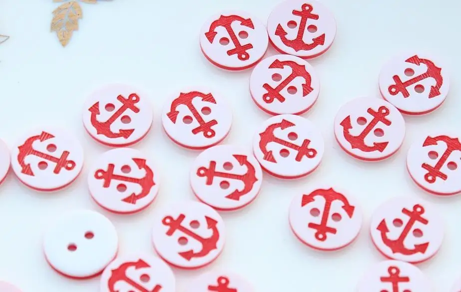 500pcs resin red laser cut print Buttons sewing craft diy buttons cabochon beads 13mm -SK0115 D10