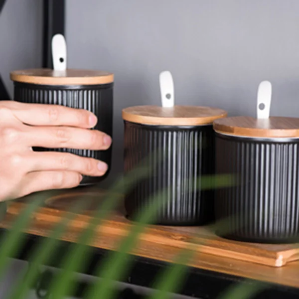 Бытовая креативная японская глазурь керамические банки для специй модные кухонные бутылки для приправ наборы с крышкой лотка