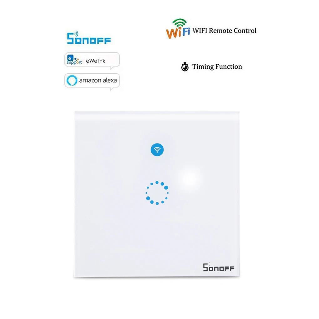 

T1 EU Remote Control Light Switch Wall Panel 1/2 Gang Wireless Smart Touch ON/OFF Plate Work With Alexa/Nest Intelligent home