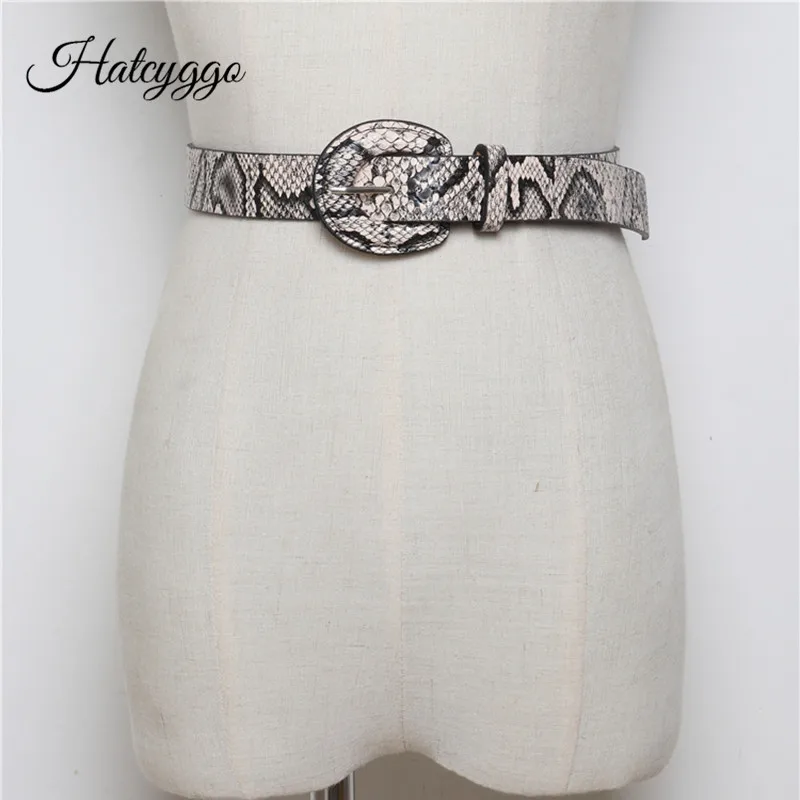 

HATCYGGO Female Belt Leather Straps Fashion Women Serpentine Belts With Semicircle Buckle Cummerbund Female Pu Belt For Jeans