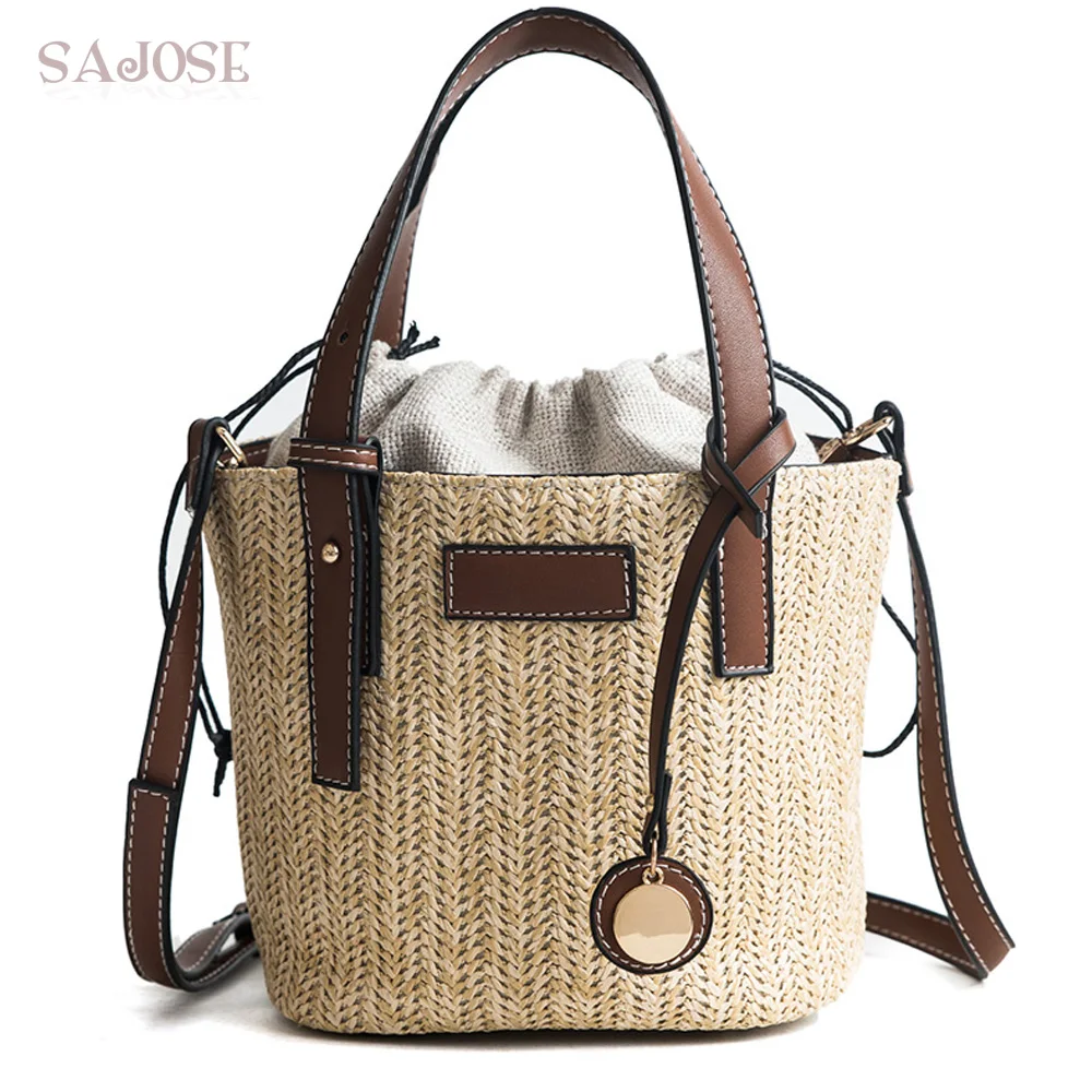 Women Straw Bag Fashion Totes Handbag High Quality Designer Casual Rattan Woven Bag Women's