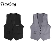 TiaoBug Мужской приталенный костюм, винтажный элегантный жилет с v-образным вырезом и пуговицами, мужской жилет, мужской жилет, повседневный деловой пиджак