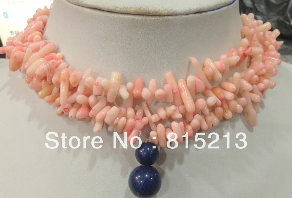 

ddh0037 natural 4x10mm pink Branch Coral Necklace 45 inch