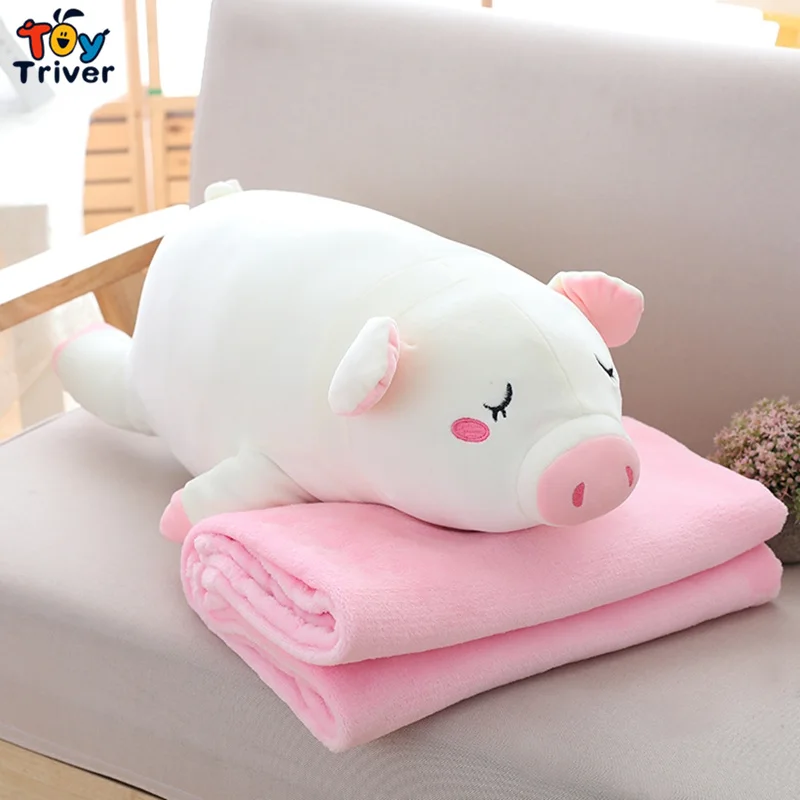 Plush Pig Portable Blanket Toy Pigs Doll Baby Kids Shower Car Air
