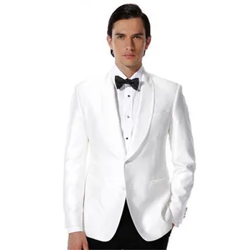 

Custom Made Two Buttons Shawl Collar White Groomsman Mens Suits 2019 Bridegroom Tuxedos Best Men Wedding Suit (Jacket+Pants+tie)