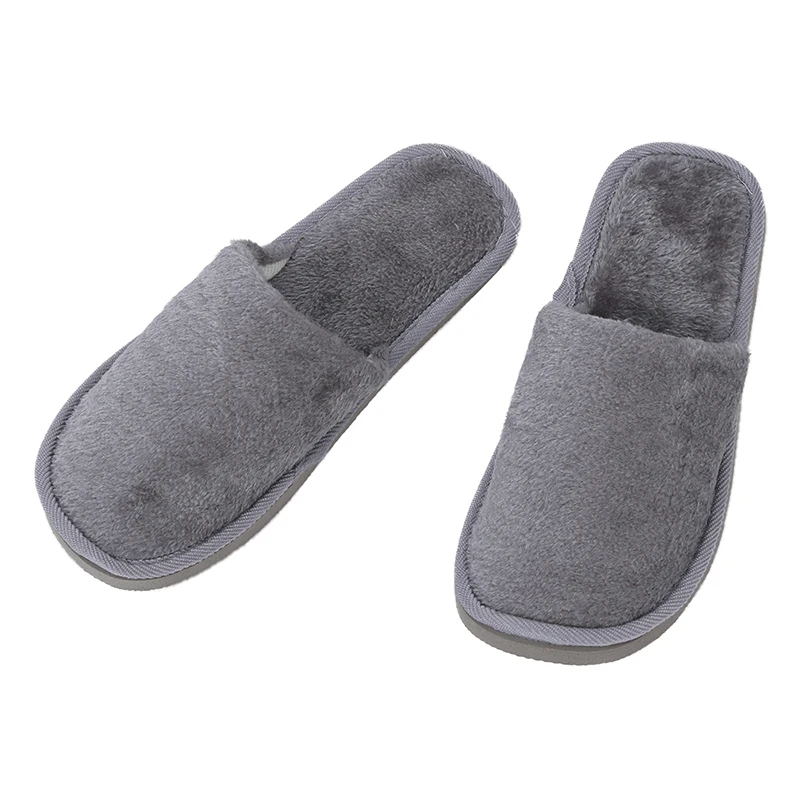 

Men Gray Fleeces House Soft Winter Warm Slippers UK 8.5 for Feet Length 27 cm