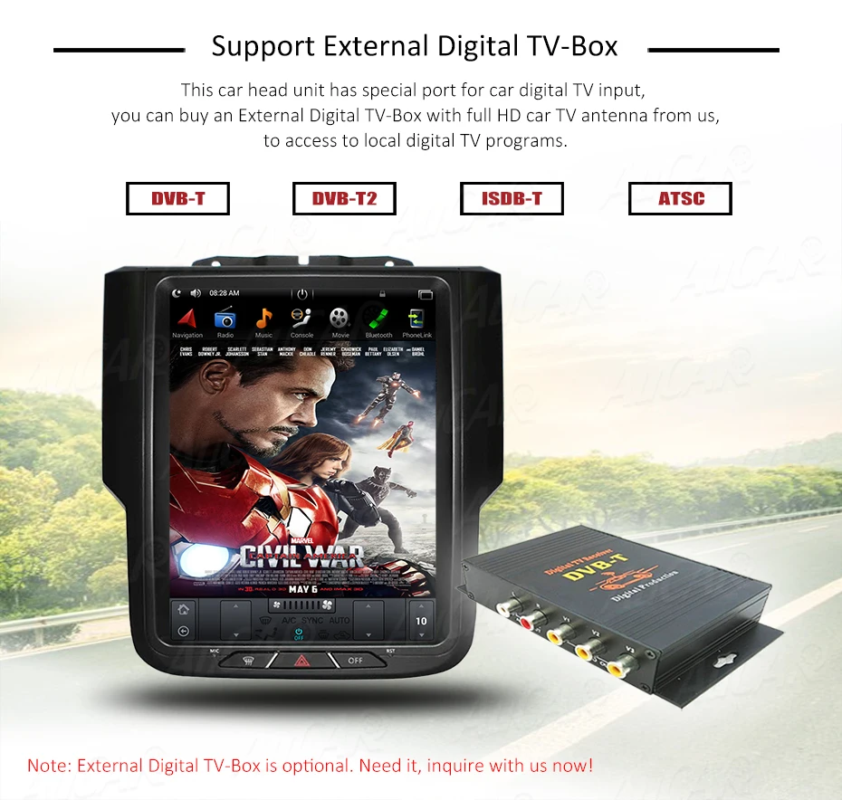 Clearance Android 6.0 Tesla Style 10.4" Car DVD Player for Dodge RAM GPS System Audio 2014 - Bluetooth Radio WIFI 4G Vertical Stereo IPS 17