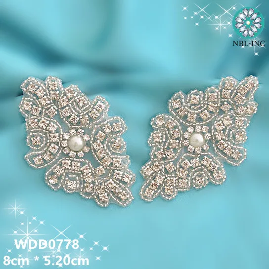 

(50PCS ) Beaded rhinestone applique DIY iron on garment hair accessories WDD0778
