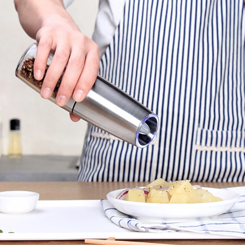 Najtaniej Automatyczne elektryczne młynek do pieprzu LED Light sól pieprz szlifowanie butelki automatyczne młynki do przypraw przyprawy kuchenne Grind Tool