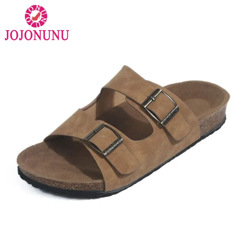 

JOJONUNU 2019 New Arrival Women Sandals Buckle Flats Slippers Fashion Beach Shoes Women Casual Daily Outdoor Footwear Size 35-44