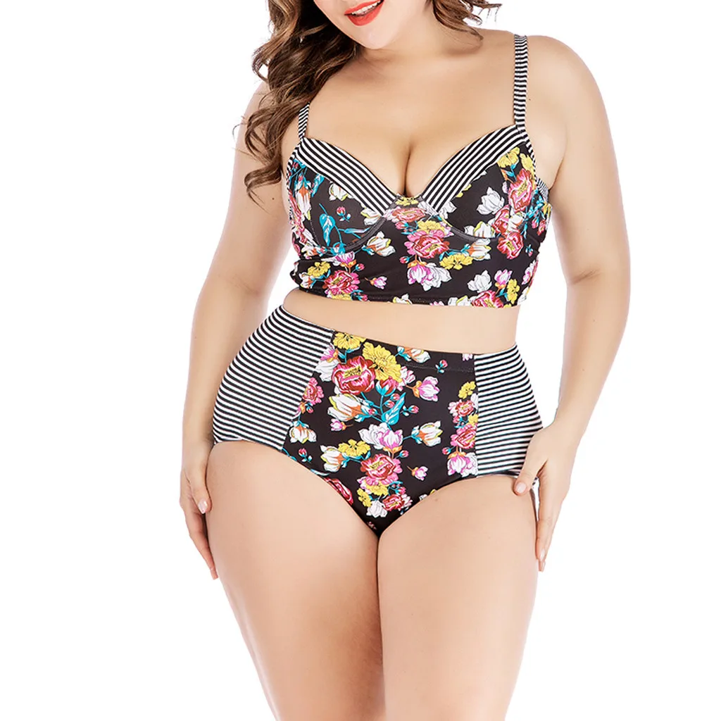 

Womail Women Plus Size High Waist Swimwear Print Sling Swimsuit Push Up Padded Bikini bathing suit women biquini bikini set @4