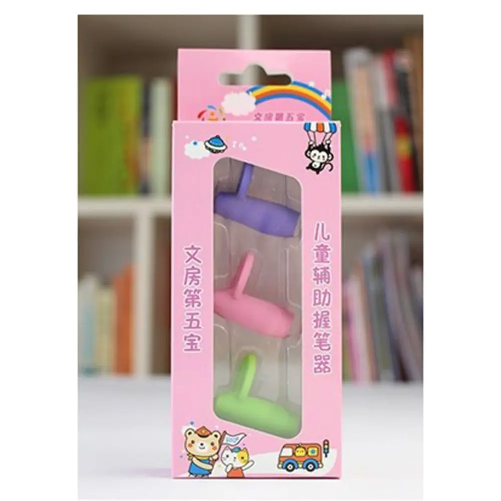 3 шт. экологически чистый силикон карандаш письменный корректор эргономичный дизайн ручка для письма помощь ручка для детей устройство для коррекции положения пальцев - Цвет: Pink