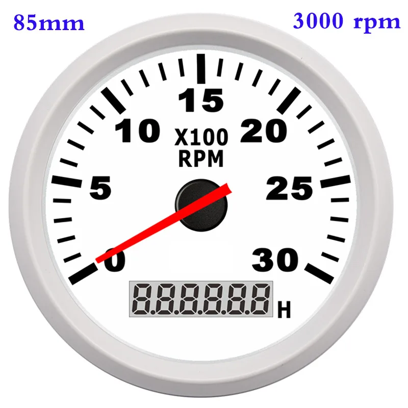 8K лодка Тахометр морской тахометр Калибр ЖК-часы 12 В/24 В 8000 об/мин 85 мм Лодка Тахометр - Цвет: 3000 rpm