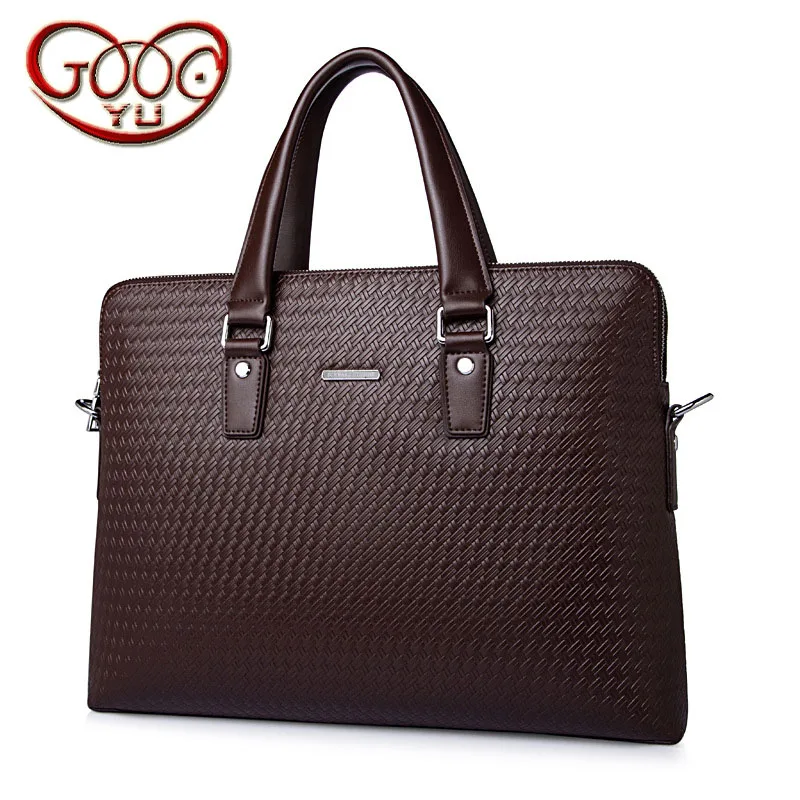 

Explosive Men 's Cross Style Square Striped Handbag Genuine Leather Men' s Computer Case Second Layer Leather Weaving Briefcase