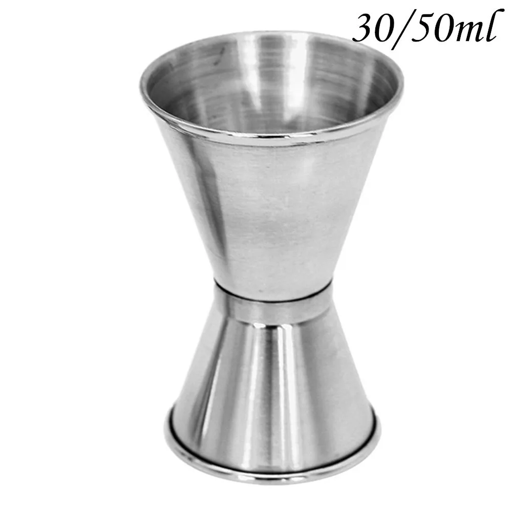 Мерный стаканчик для коктейлей из нержавеющей стали, мерная чашка с двойным духом, мерная чашка, спирт, Джиггер и бутылочная пробка - Цвет: 30     50ml