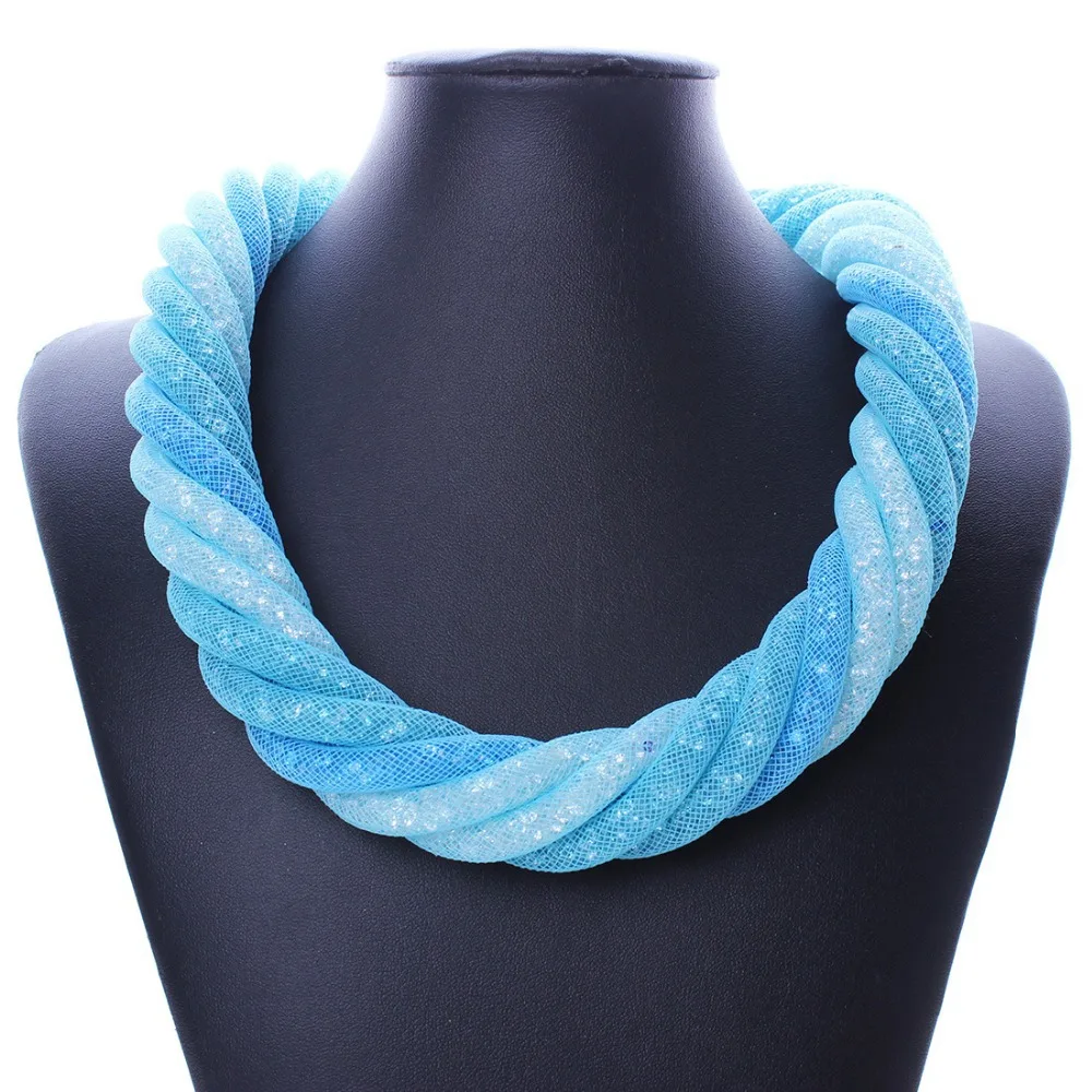 2015 New Fashion Statement Necklaces Crystal Mesh Clasp Charm