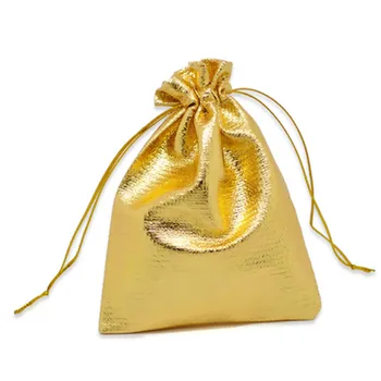 

DoreenBeads Fashion Polyester Jewelry Bags Drawstring Rectangle Golden (Usable Space: 7x7cm) 9cm(3 4/8") x 7cm(2 6/8"), 100 PCs