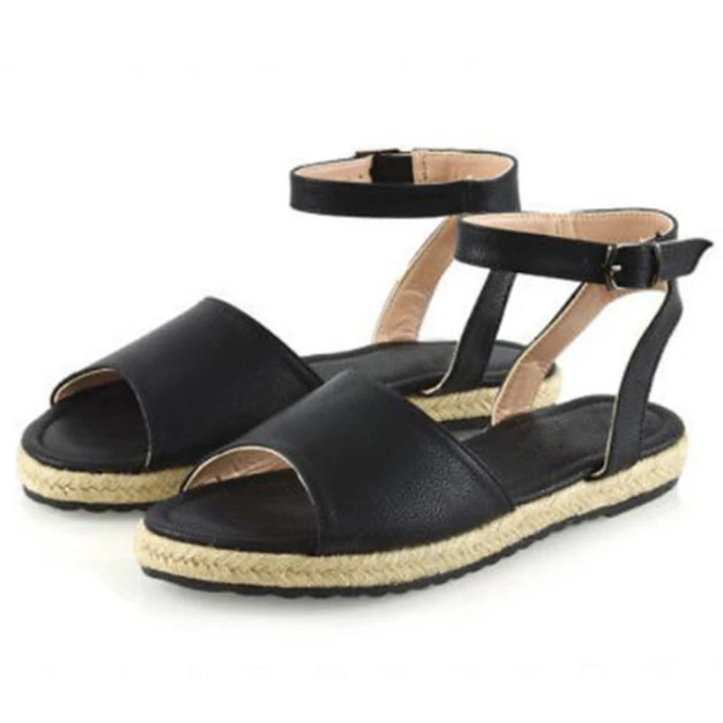 

Summer Women Sandals Fashion Buckle Strap Casual Roman Shoes Peep Toe Beach Sandals Fish Mouth Women Flat Sandals