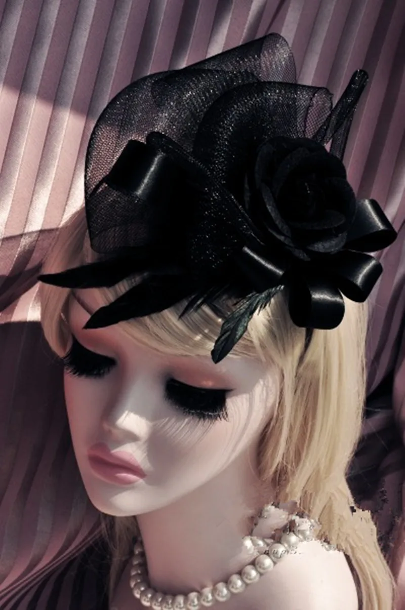 

Retro black feather hair band court hat hair hoop hair accessories accessories tide cool new hair bands