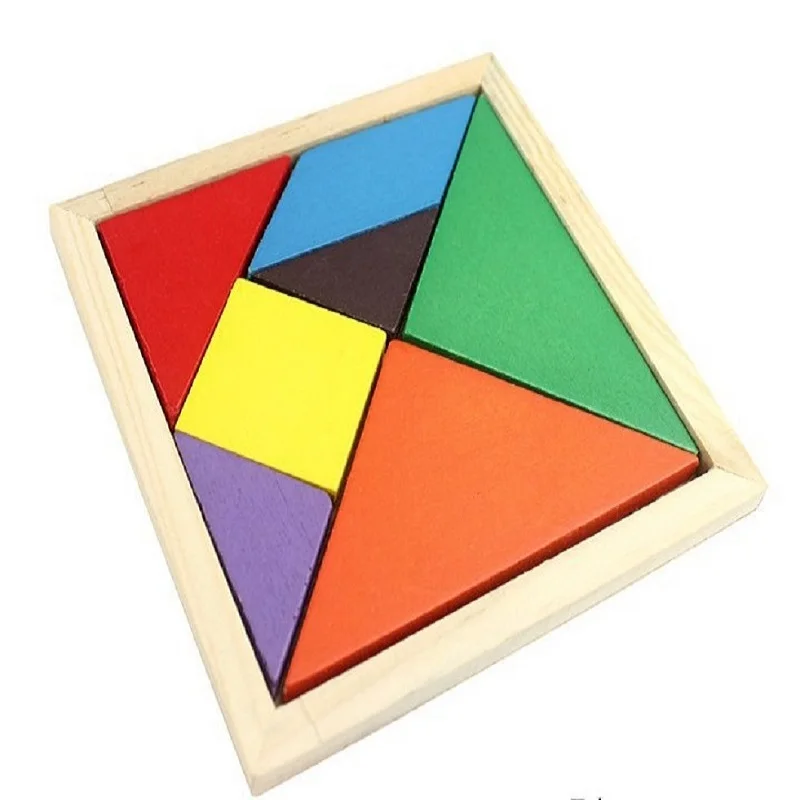 Funny Geometry Rhombus Tangrams Logic Puzzles Wooden Toys Children