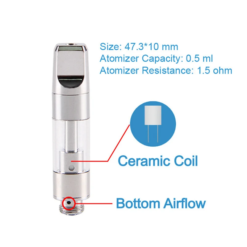 2 шт вапорайзер бак керамическая катушка стеклянный вапорайзер для 510 поток масла Vape ручка картридж толстый Vape картридж CBD с металлическим наконечником