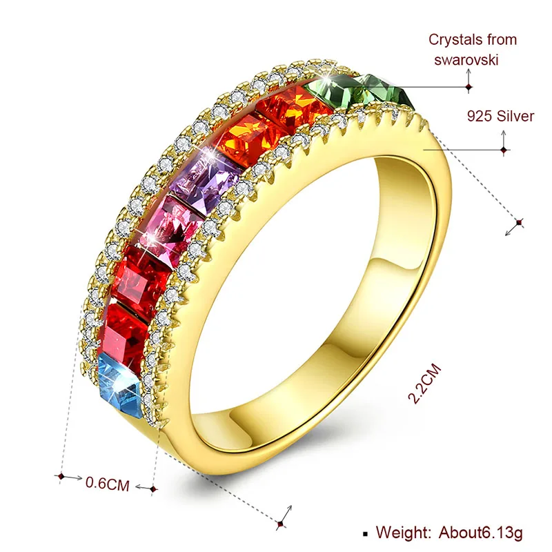 Женские кольца с кристаллами Swarovski яркие обручальные из стерлингового серебра 925