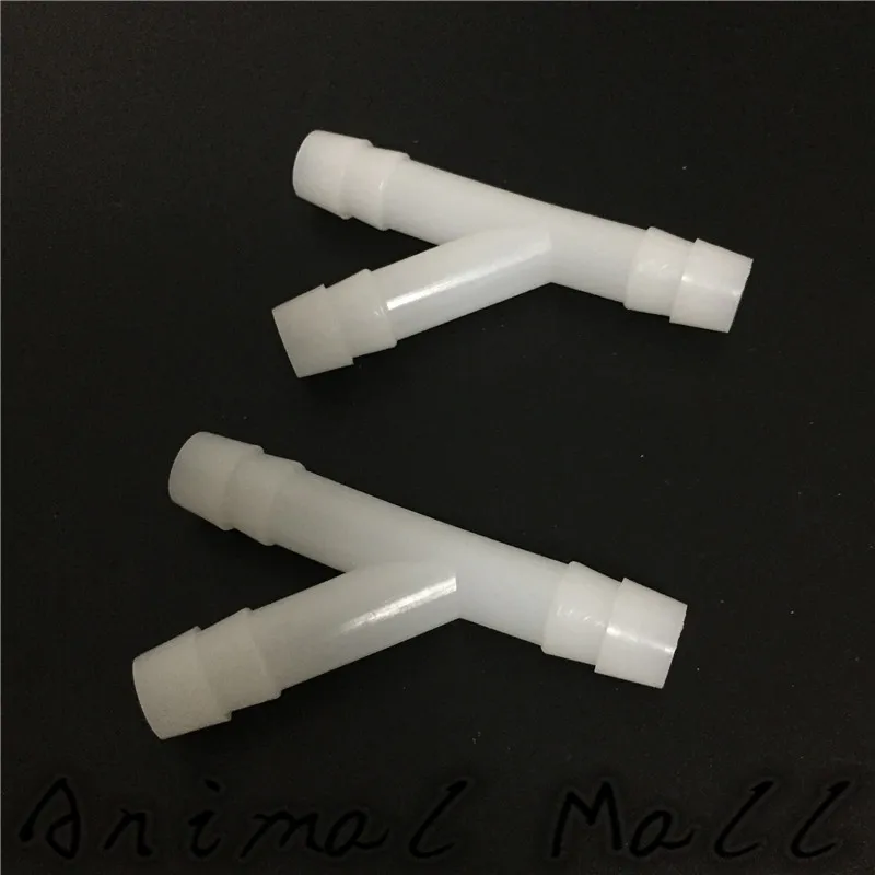 12 pcs Y Tee High quality plastic pipe Rabbit chicken Bird Drinking Interface 9.5-10 mm White Cage Plastic tube