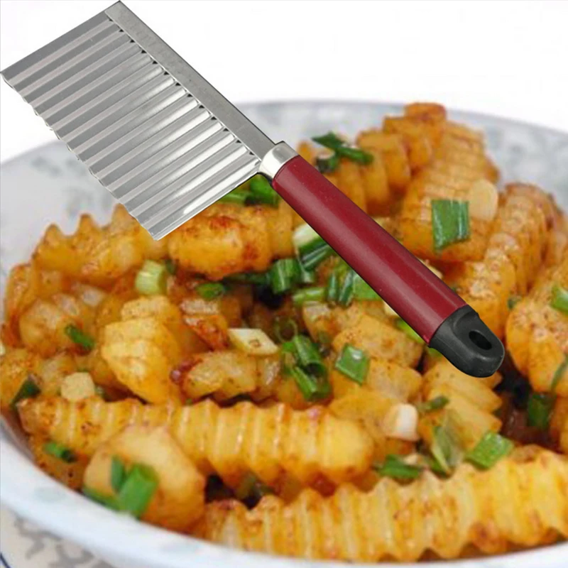 Для волнистой нарезки картофеля Обрезной ножи фри резак нержавеющая сталь кухня