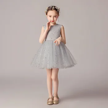 

New Children Girls Mesh Stars Sequins Princess Dress Kids Dresses For Girls Birthday Wedding Party Baby Girl Clothes Vestido S90