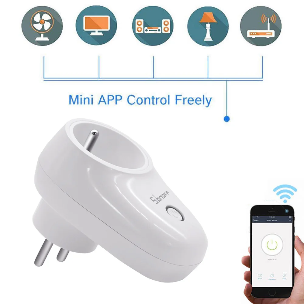 Sonoff S26 Wi-Fi Беспроводной умная розетка CN/AU/EU/UK/США Plug умный дом переключатель Мощность розетки работать с Alexa Google дома
