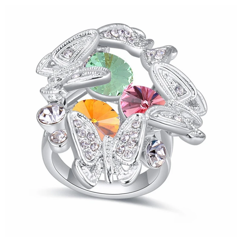 

Labekaka embellished with Crystal from Swarovski Statement Rings For Women Party Accessories Butterfly Femme Fashion Jewelry