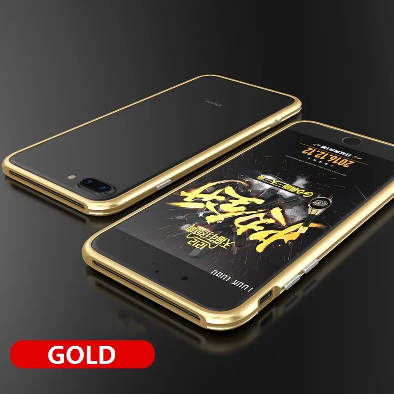 KANENG 5 цветов стильные защиты границы металла Алюминий противоударный мобильный телефон сумка Чехлы для Apple iPhone 7 Plus/8 8 плюс бампер - Цвет: Gold