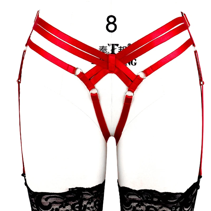 Garter Belt For Women Belt Black Elastic Strappy Waist Suspender Goth