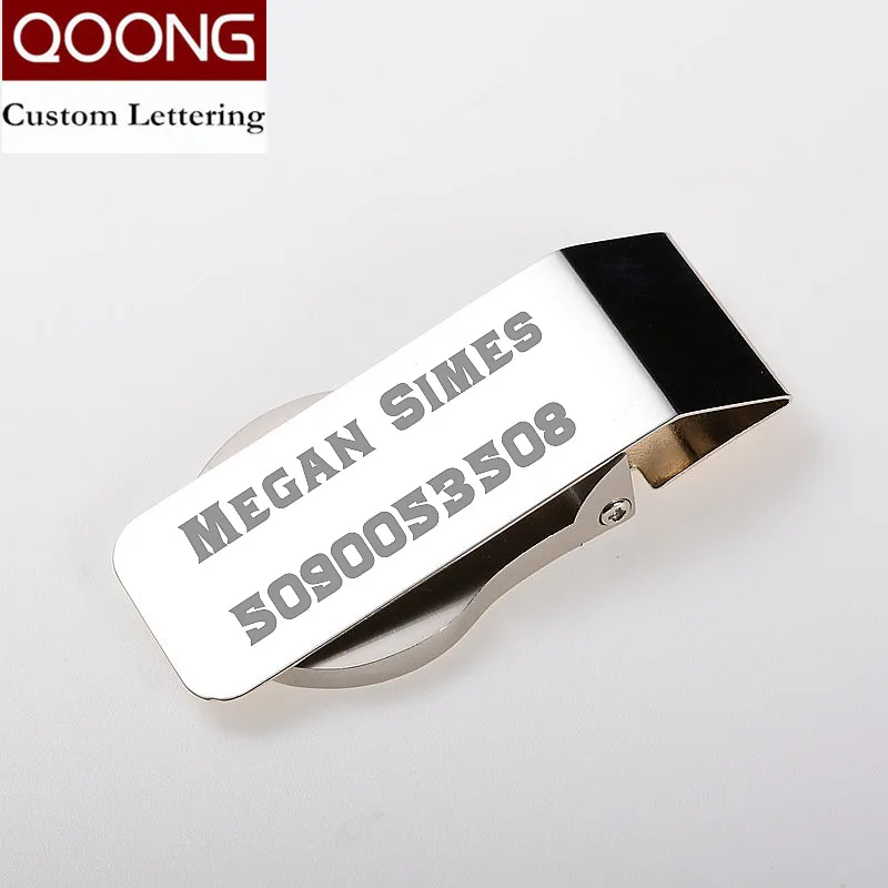 Metal money clip QOONG Lettering Stainless Steel Metal Money Clip Fashion Crafts Novel Cash Clamp Holder Mini Wallet for Men Women 40-011