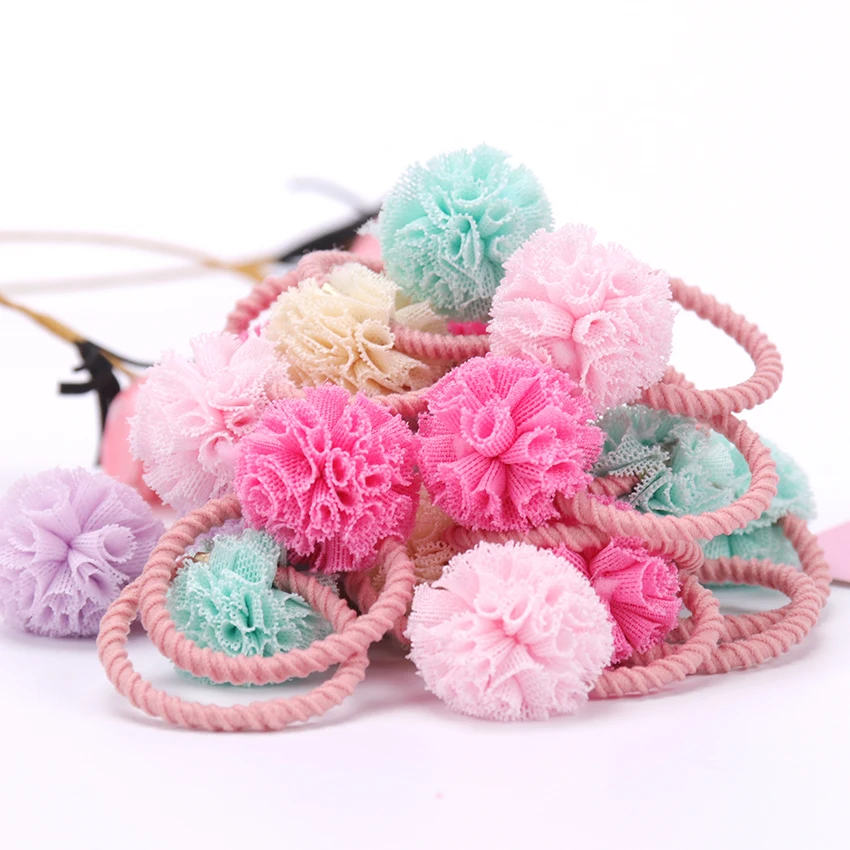 2PCS Cute Little Girls Hair Ties Ball Elastic Hair Band For Kids Hair Ropes Hair Accessories