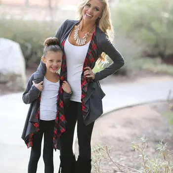 

Fashion Family Matching Clothing Mother Daughter Outfits Cotton Casual Cardigans Outwear Jacket Coat