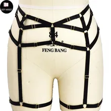 Женский панк Готическая подвязка пояс ручной работы ремни для ног черный полюс танец Высокая талия подвязка рейв ФЕТИШ боди жгут платье бондаж