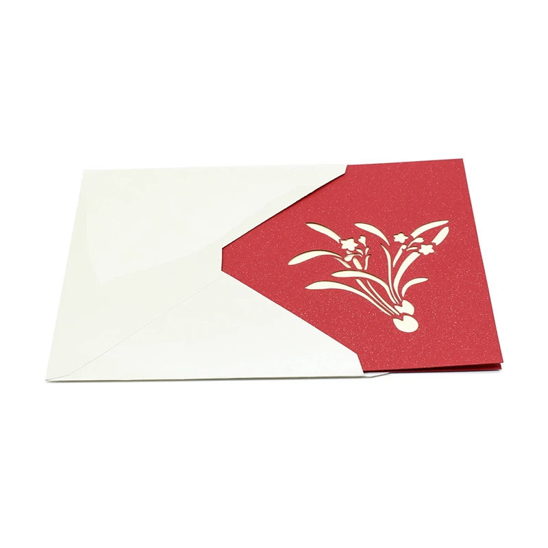  Daffodil 3D Pop UP Card Birthday Gift with envelope sticker Flower laser cut invitation Greeting Ca - 32876121629