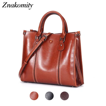 

Znakomity Women Handbag Leather Shoulder Bags Fashion Totes Casual Hand Bags Designer Brand Laides Large Tote Bag for Women 2019