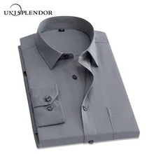 Новое поступление, мужские рубашки, одноцветные облегающие мужские рубашки с длинным рукавом, мужская деловая рабочая одежда на каждый день, зима-осень YN10162
