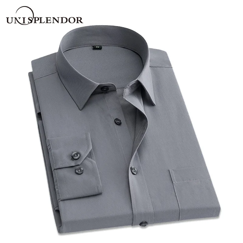 جديد وصول 2019 الرجال قمصان الصلبة ضئيلة الرجال اللباس قمصان طويلة الأكمام الذكور الأعمال العمل ارتداء عارضة الشتاء الخريف YN10162