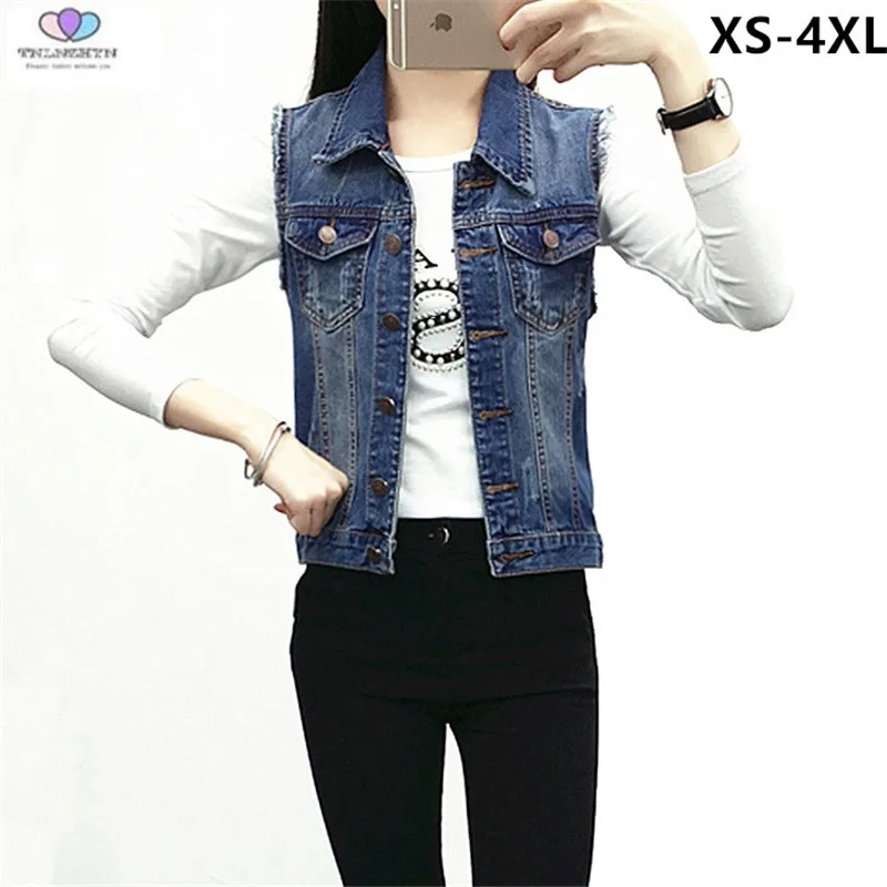2019 Spring Summer Women Denim Jacket Short Sleeveless