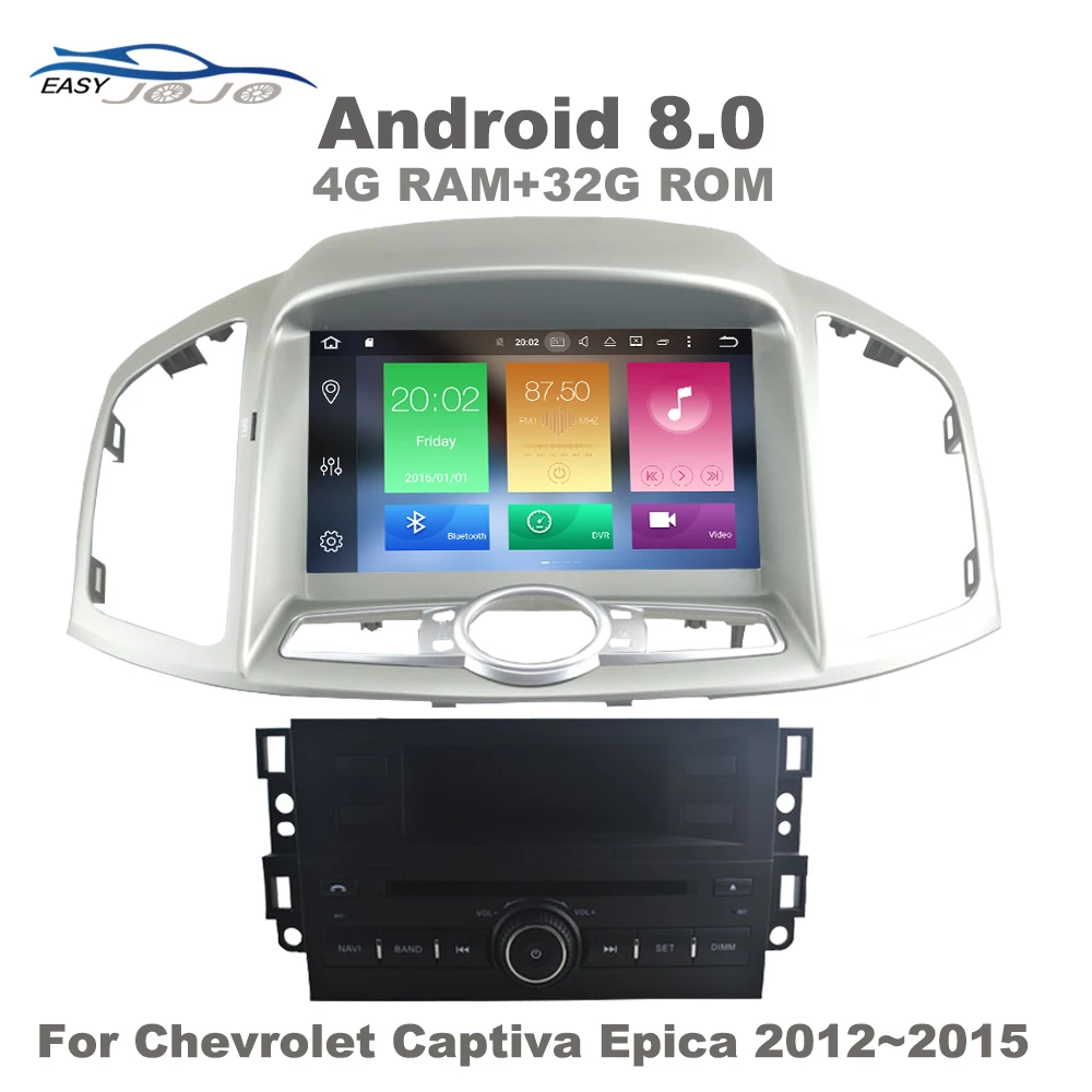 

4GRAM Android8.0 Car DVD Player GPS Multimedia For Chevrolet Captiva Epica 2012 2013 2014 2015 1 Din Auto Navigation radio 32G