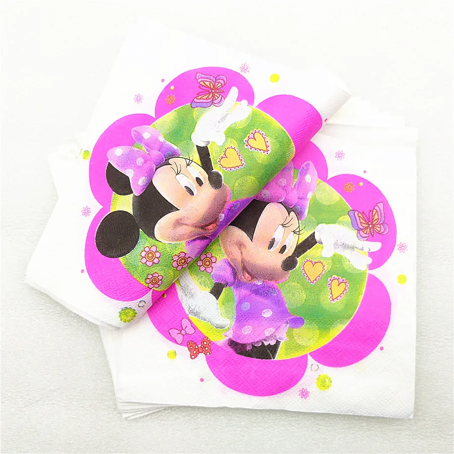 

20pcs Minnie Mouse Party Supplies Paper Napkin for Party Decoration Supplies Kids Girls Birthday Baby Shower Party Favors Tissue