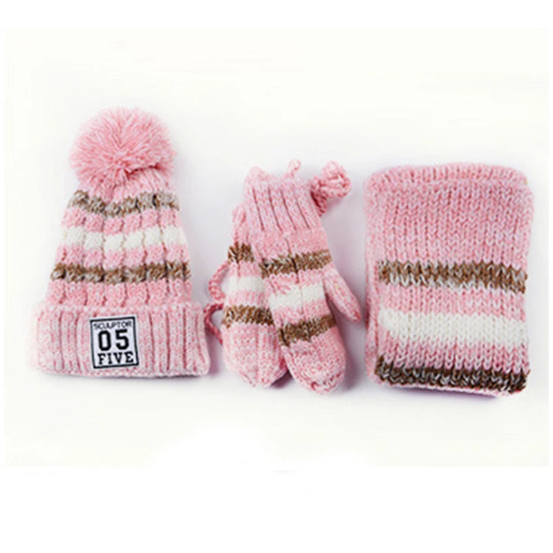 Maylisacc 3 шт./компл. для женщин зимняя теплая вязаная шапка кепки шарф с Прихватки для мангала модная девочек Лидер продаж