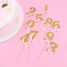 10 шт. 0-9 золотой блеск Торт Топперы номер шаблон украшения для капкейков дети украшение для торта ко дню рождения Креативные украшения вечерние