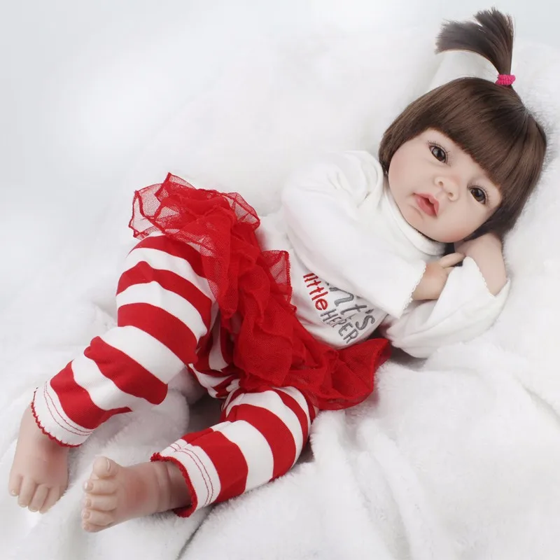 NPKDOLL Reborn Baby в куклах 22 дюйма Мягкие силиконовые куклы Reborn Baby для девочек игрушки Жизнь как Рождественский костюм для новорожденных подарки